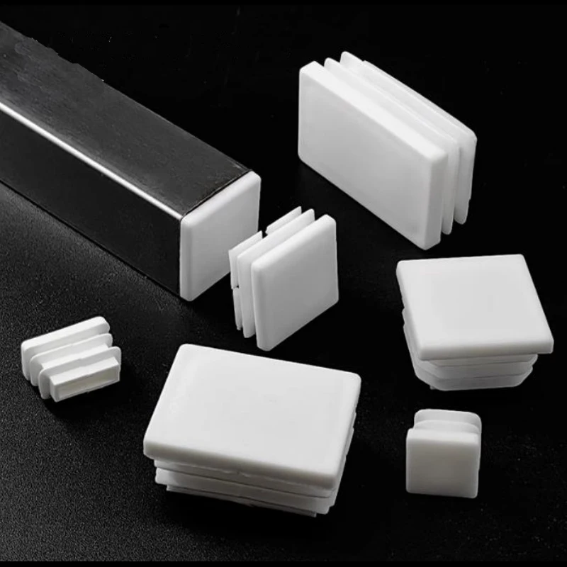 Plastic White pipe plug Square/Rectangle Furniture Feet End Blanking Insert Pads Chair Leg Tube Tip Caps Plugs Floor Protector