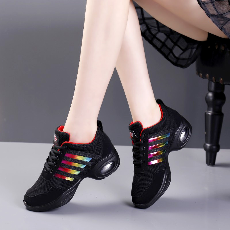 Tanzsneaker für Damen, Jazz-Schuhe, Mesh, moderne Außensohle, Tanz-Sneaker, atmungsaktiv, leicht, Tanz-Fitness-Schuhe für Damen