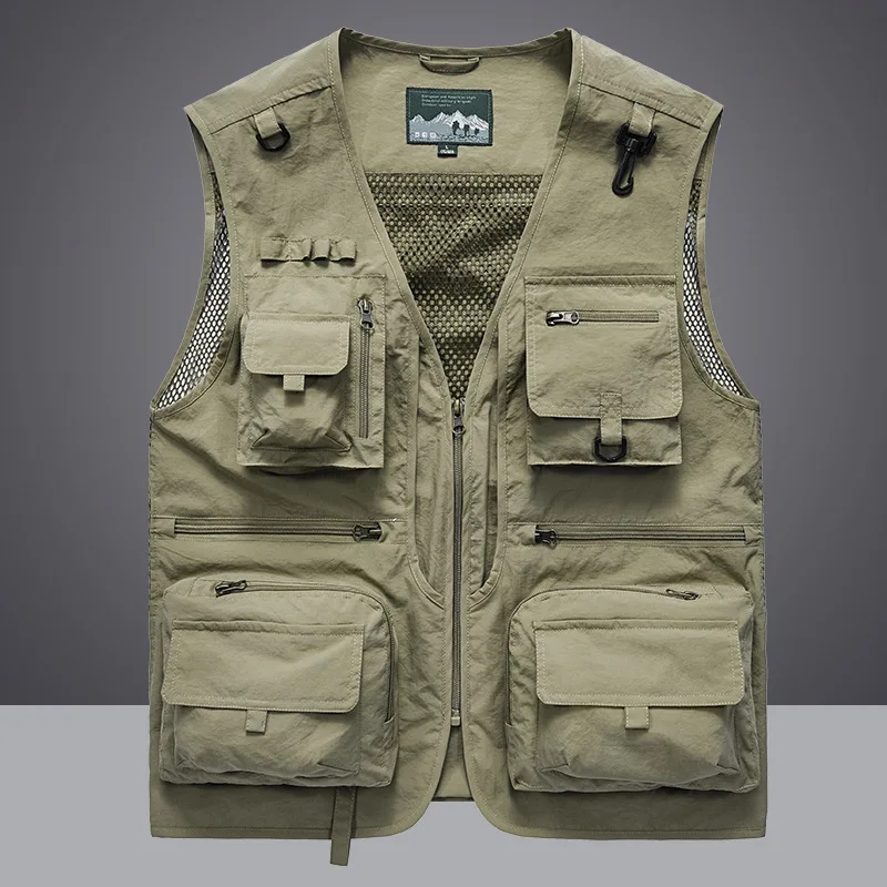2025 neue männer Weste Taktische Schwimmhäute Getriebe Mantel Sommer Fotograf Weste Werkzeug Viele Tasche Mesh Arbeit Ärmellose Jacke männlichen