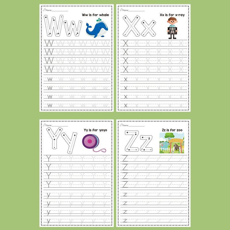 26 Alphabet Practicing Uppercase and Lowercase Letters English Coloring Book Pen Control Training Handwriting Practice Book