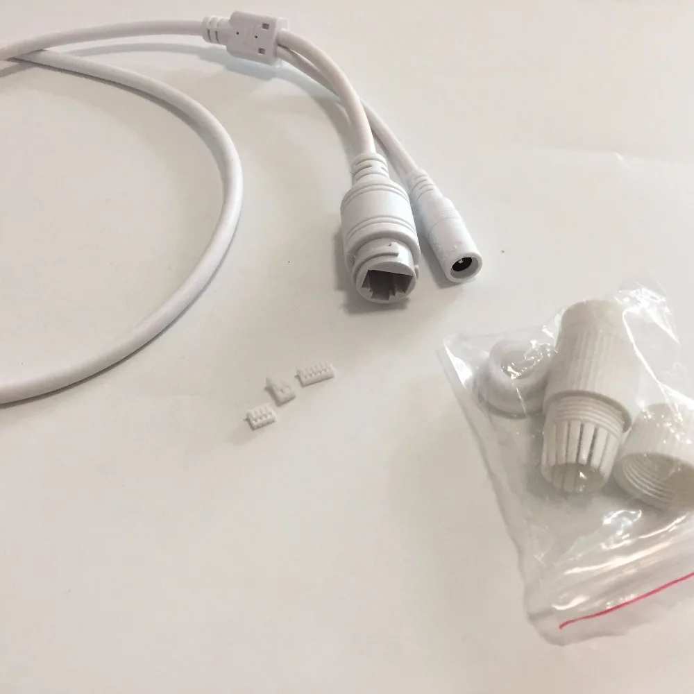 ESCAM CCTV IP POE red WiFi HD cámara PCB módulo de alimentación de vídeo Cable POE resistente a la intemperie RJ45 hembra y DC macho blanco