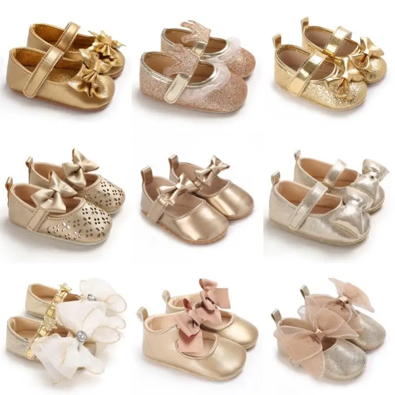 Modische Serie Babyschuhe Mädchen Baby Niedliche Schleife PU Prinzessin Schuhe Weiche Stoffsohle Bequeme Wanderschuhe Frühling und Herbst