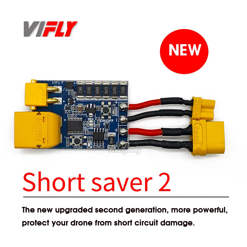 VIFLY ShortSaver 2 สมาร์ทควันอิเล็กทรอนิกส์ฟิวส์ป้องกัน Short-Circuit & Over-Current สําหรับ FPV Racing RC Drone