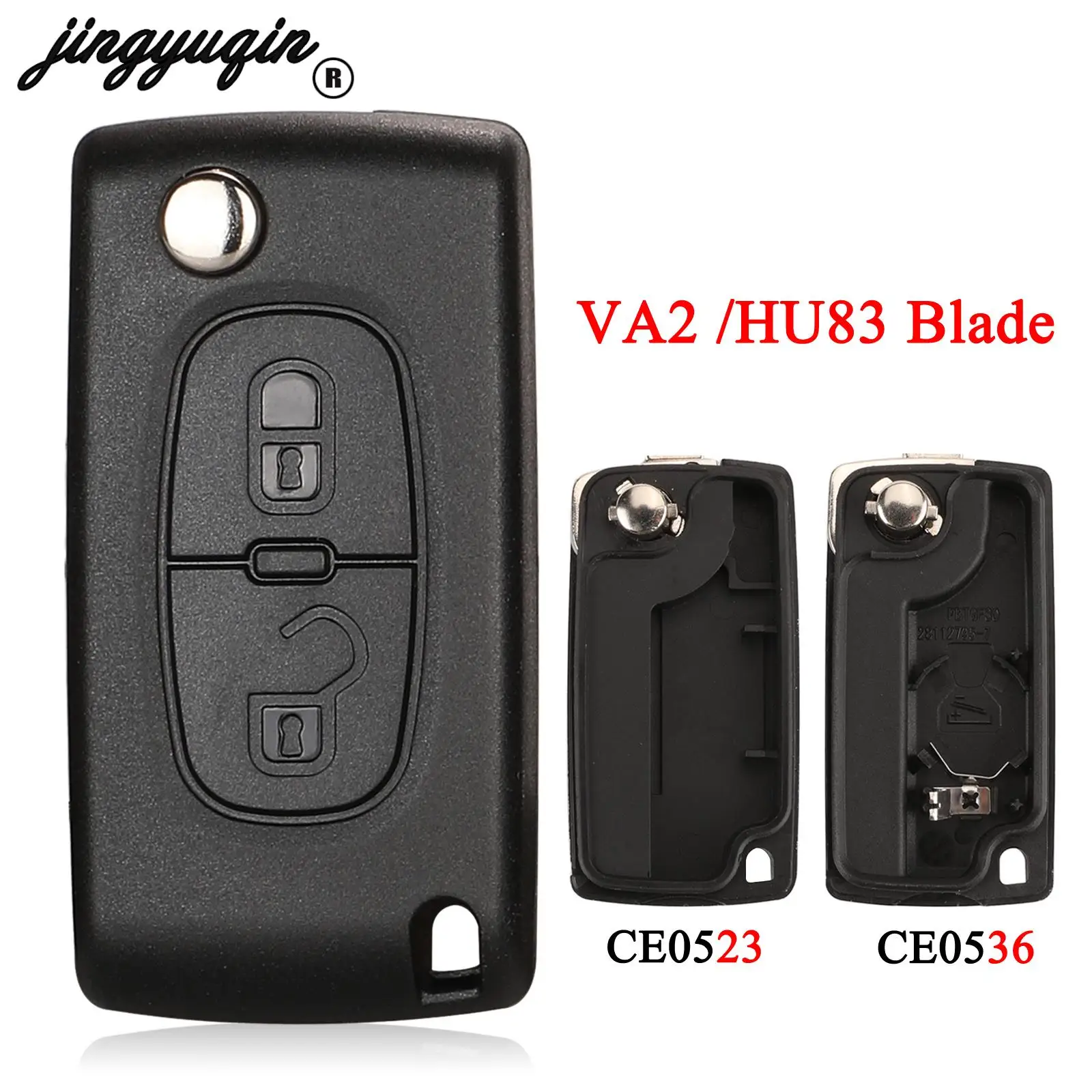 jingyuqin CE0523 CE0536 Etui na kluczyk zdalnego sterowania do Peugeot 107 207 307 307S 308 407 607 807 Fob HU83/VA2 Blade 2 Buttons