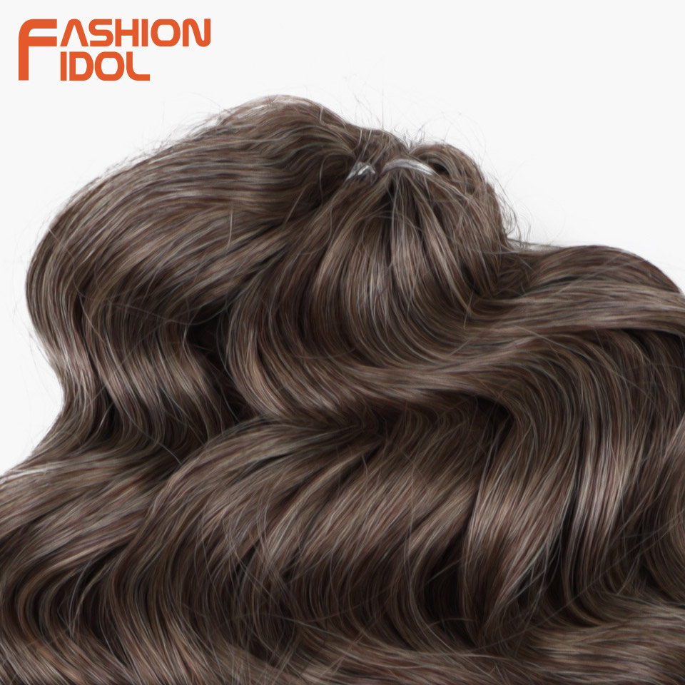 FASHION IDOL 16 Zoll 3 Stück tief gewelltes Twist-Häkelhaar synthetisches lockiges Haar Häkelzöpfe Ombre Braun Flechten Haarverlängerungen