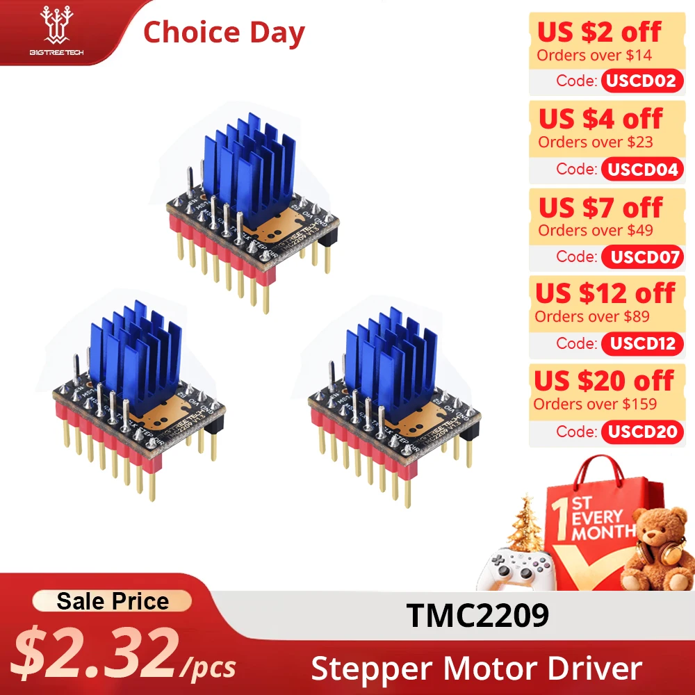 Драйвер шагового двигателя BIGTREETECH TMC2209 V1.3 UART VS TMC2208 TMC2130, детали 3D-принтера для Octopus V1.1 SKR 2, плата Ender 3 V2