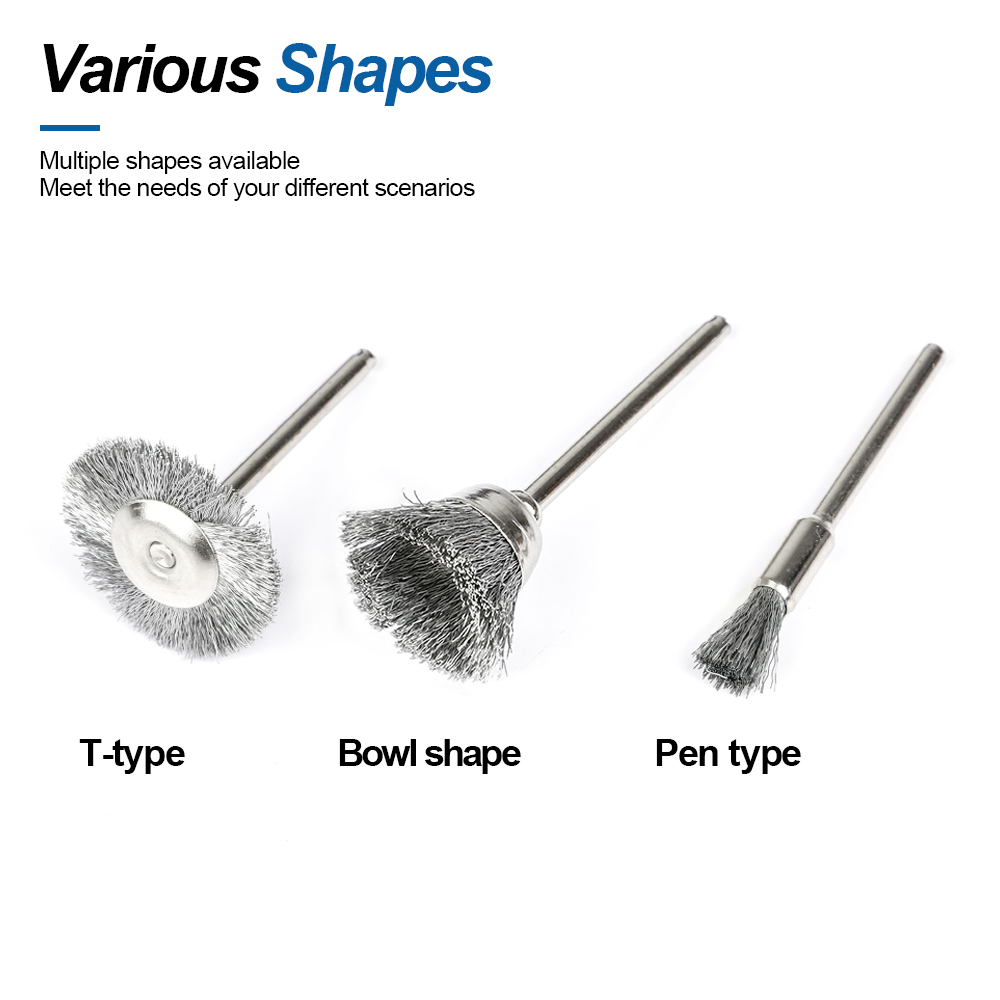 3/10Pcs Steel Wire Brushes Set Polishing Wheels Pen Brushes Kit Dremel Accessories Deburring for Rotary Tool