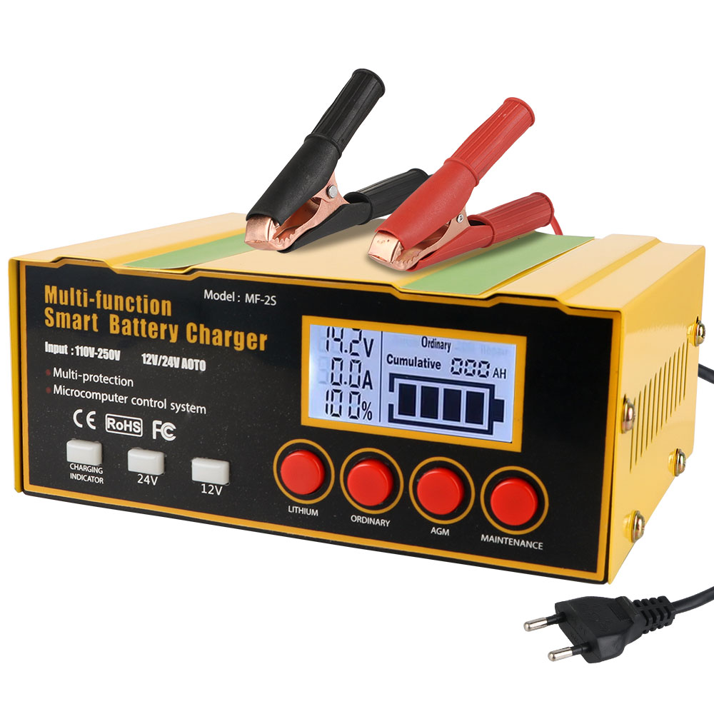 インテリジェントカーバッテリー充電器,12V, 12A, 24V,8.5a,220W, LEDディスプレイ,パルス修理