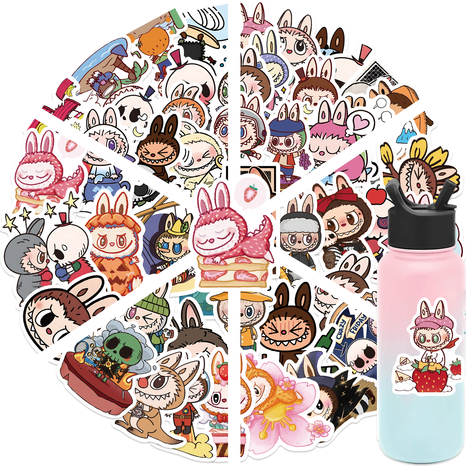 50 個 Labubu モンスター漫画ステッカーパックかわいい水ボトルのラップトップスケートボードスクラップブック防水ステッカーアクセサリー