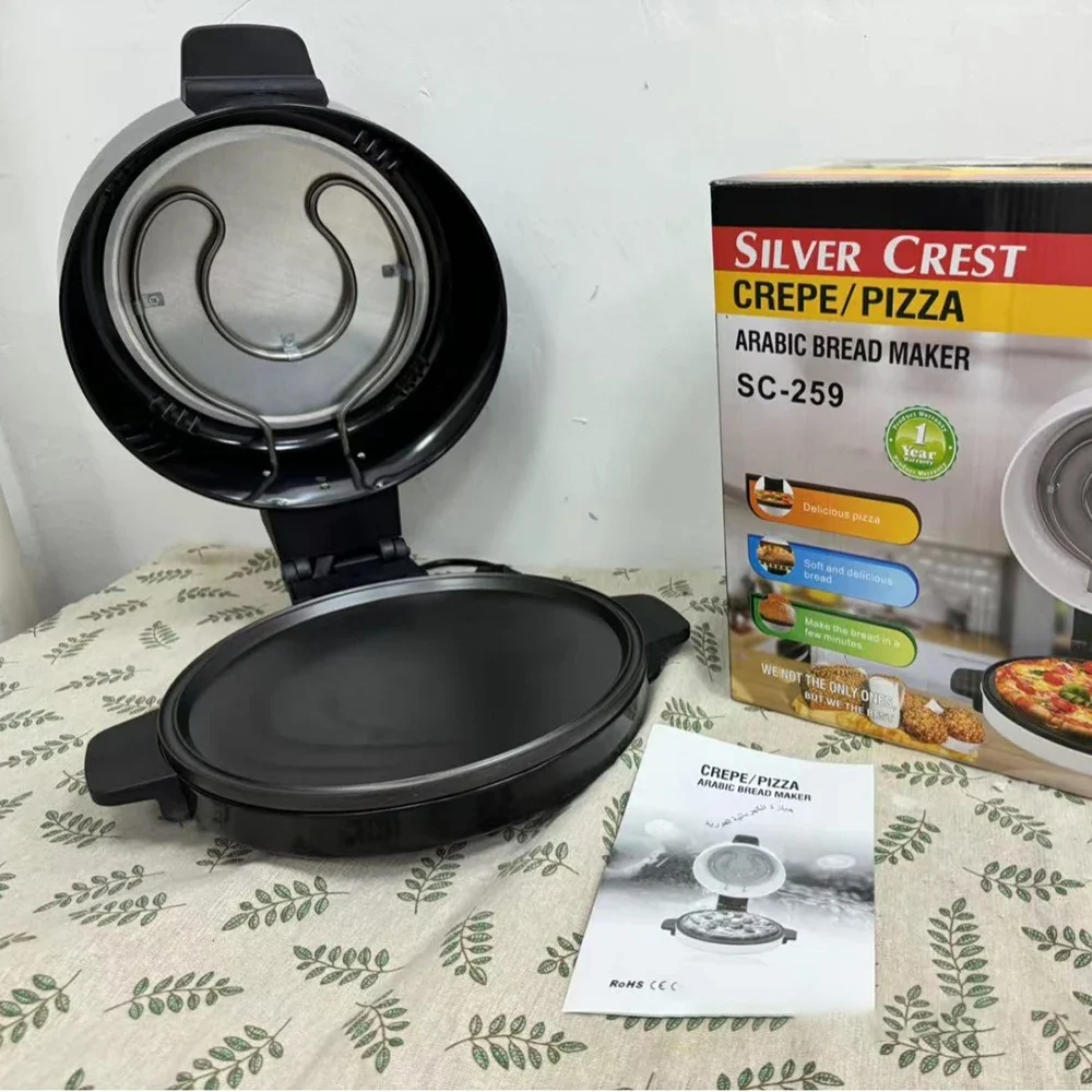 Electric Pizza Oven Indoor Portable, Steak Bread Pizza Pan with Indicator Light, Stone Baked Pizza At Home, Cold Touch Handle