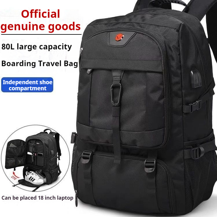 Mochila de negocios para hombre, mochila impermeable de viaje con carga USB, mochila para ordenador portátil de 18 pulgadas de gran capacidad, mochila negra 8107