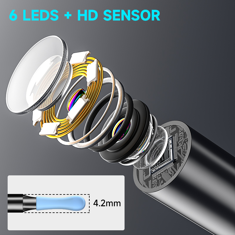 WiFi Visuelles Ohrumfang 4,2 mm 1080P Kamera mit Ohrlöffelbasis für iOS/Android Ohrreinigung Otoskop Endoskopkamera für Gesundheit