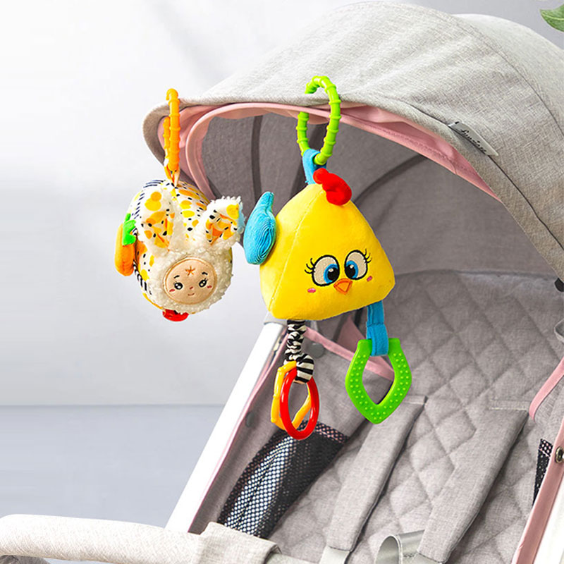 Hochets doux froissés pour bébé, jouets d'apprentissage mentaires oriel grinçant, poupées en peluche pour nouveau-nés, pendentif poussette animale, 0 à 6 mois