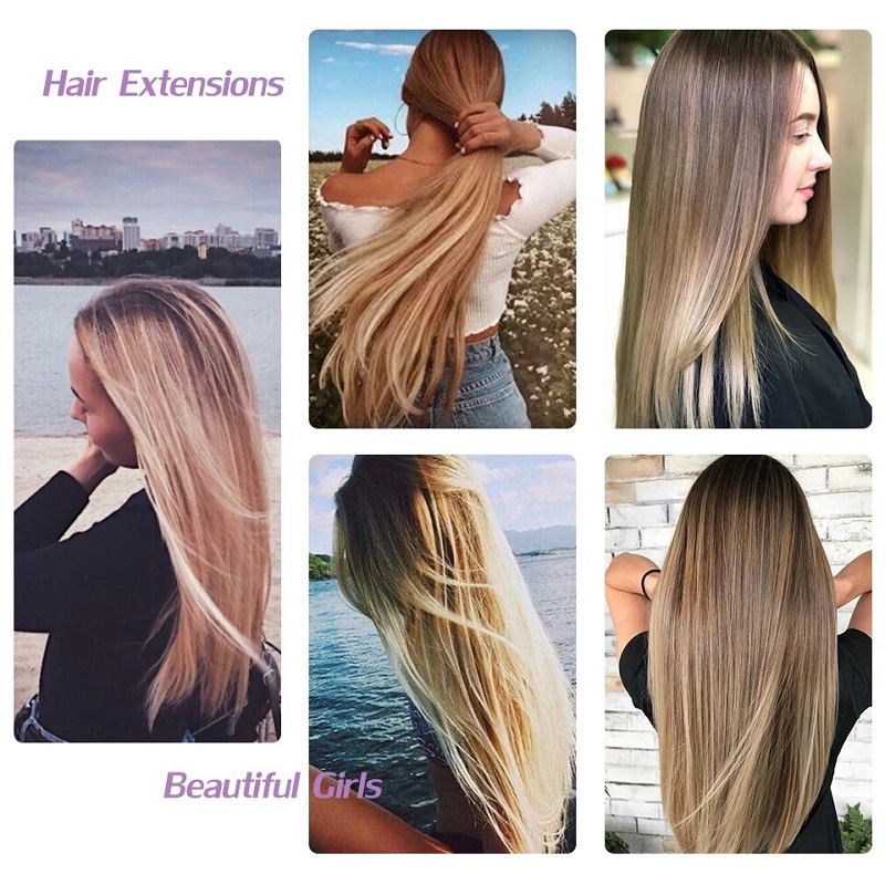 สังเคราะห์ 24 นิ้ว 16 คลิปในส่วนขยายของผมยาวตรงทรงผมสีบลอนด์สีดํา Hairpieces ทนความร้อนผมปลอมทุกวัน