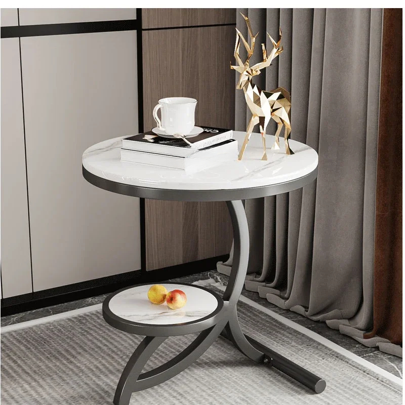 リビングルーム用の白い丸いコーヒーテーブル,大理石の円,北欧の多機能テーブル,デザイナーメタル,モダンな家具