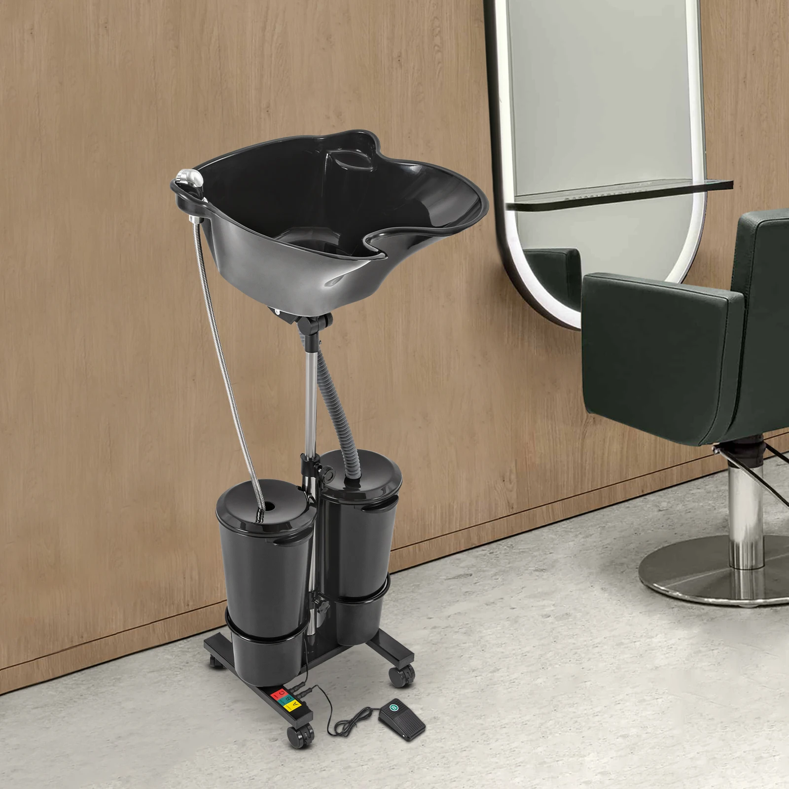Lavabo mobile per capelli regolabile in altezza per lavabo portatile per shampoo spa da salone con 2 secchielli per l'acqua