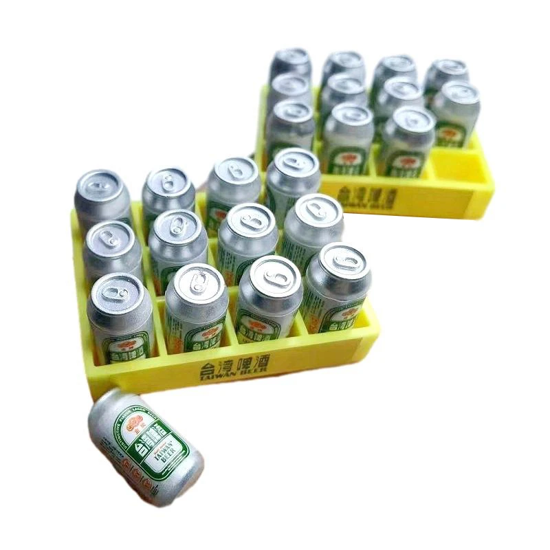 บ้านตุ๊กตาเบียร์จิ๋ว1ชุด1:6ขนาดเล็ก botol minuman พร้อมกล่องอุปกรณ์ตกแต่งห้องครัวของเล่นบ้านตุ๊กตา