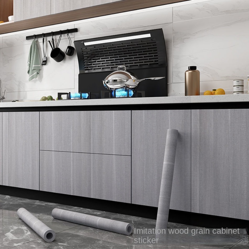Muebles キッチンキャビネット戸棚耐油自己粘着木製 PVC 家具ステッカールームインテリア防水厚い壁ステッカー