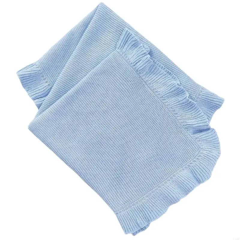 U13F Chăn bé cho trẻ sơ sinh Cotton Ruffle Kned Wrap Tấm chăn mềm và thoáng khí cho mùa đông mùa đông 75x95cm