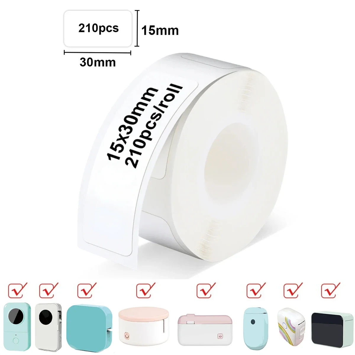 15x30mm Self-Adhesive Label Tape Thermal Sticker Paper Roll For D30 Label Makers For Switch Button Office Supplies Cabel Labels
