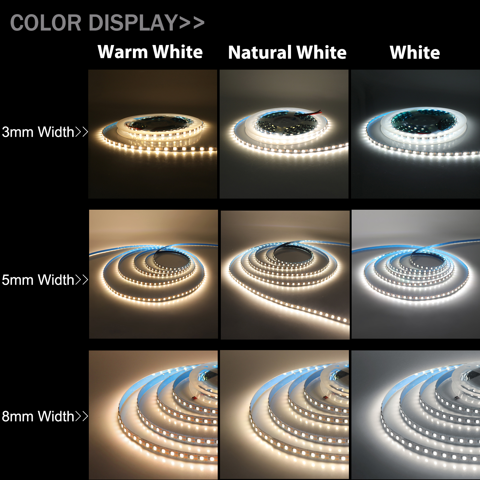 3 ミリメートル 5 ミリメートル 8 ミリメートル幅 DC 5V LED ストリップ 2835 120LEDs/m 1 LED あたりカット柔軟なテープ IP20 防水なしウォームナチュラルクールホワイト 1 メートル 2 メートル 5 メートル