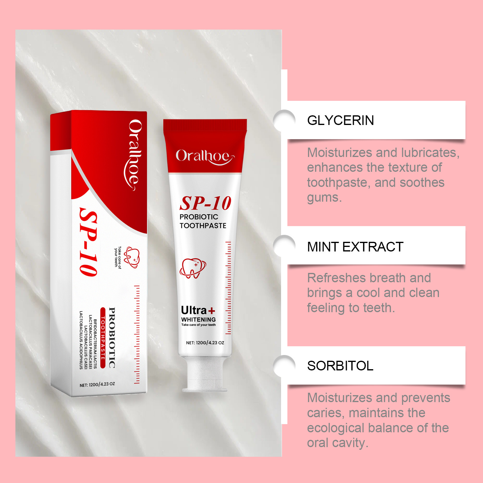 ORALHOE SP-10 Probiotic Toothpaste Whiten Tooth Remove Plaque Stains Teeth Whitener Oral Hygiene Clean Fresh Breath Teeth Care