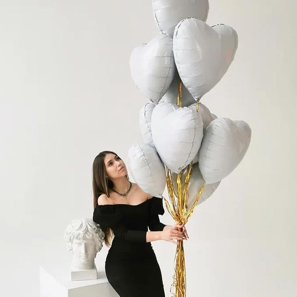 10 Uds. Decoración de globos de película de aluminio de amor negro de 18 pulgadas para globos de boda y Sala de bodas del Día de San Valentín