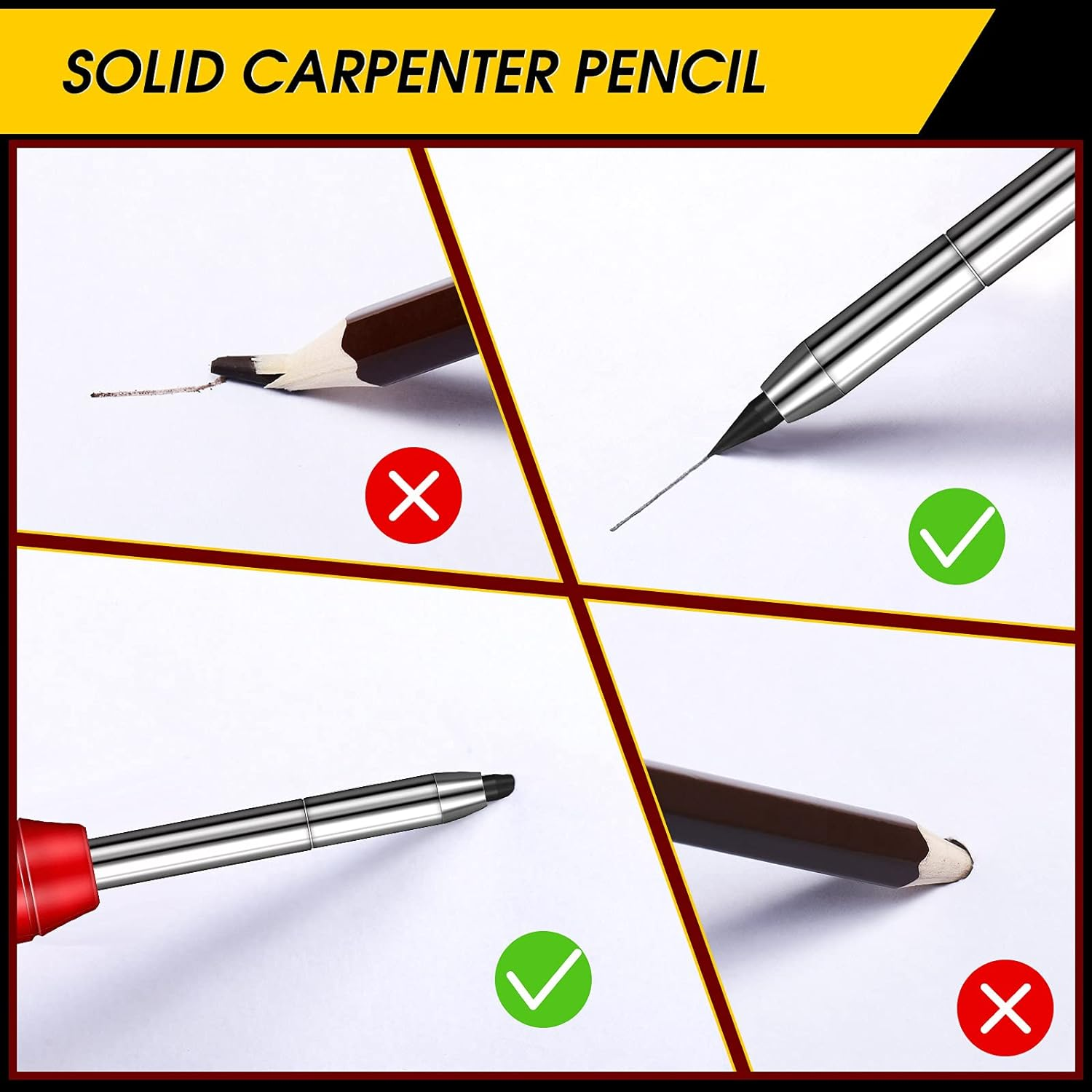 2.8mm Solid Carpenter Pencil Mechanical Pencil with Built-in Sharpener Carpentry Long Head Carpenter Pencil Stationery Supply