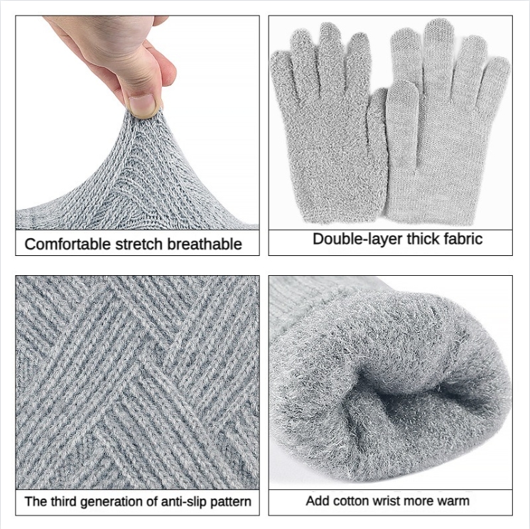 Moda Cachemira mujeres hombres invierno Cachemira protección contra el frío doble capa engrosamiento pantalla táctil cálida guantes de lana tejidos