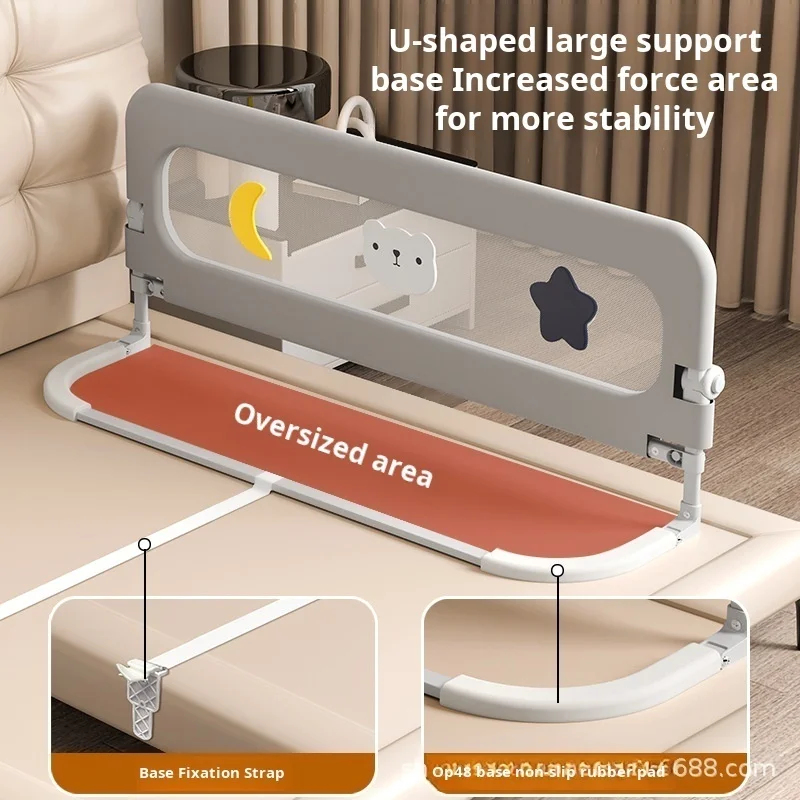 Home Portable crib fence Playpen Adjustable height bedside Protection fence No punch folding side Antifall guardrail for Baby