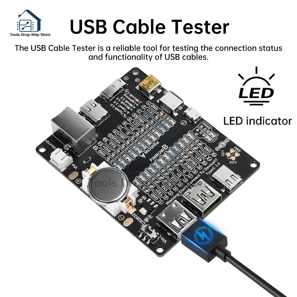Placa de detección de línea de datos USB, probador de anormalidad de línea de datos de detección rápida para iOS, Android, herramienta de prueba de cortocircuito tipo C