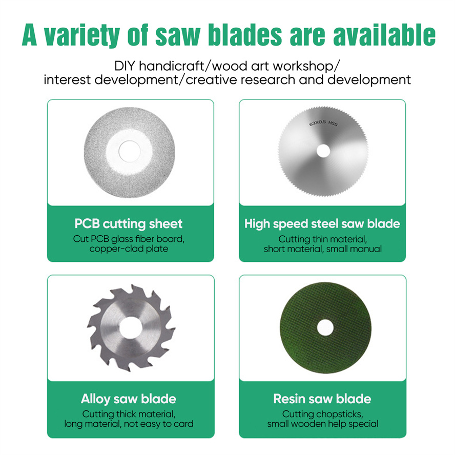 Mini Sierra de mesa multifuncional, sierra portátil de corte de ángulo de 0-90, juego de sierra eléctrica ajustable para el hogar, sierra de mesa compacta y resistente
