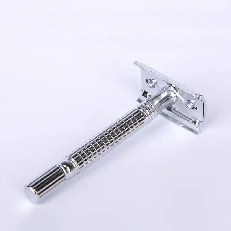 Manual Shaver For Men Hand Razor Holder Metal Shaver Box with Blade Double Layer Blade No Skin Damage Enclosed Cutter Head