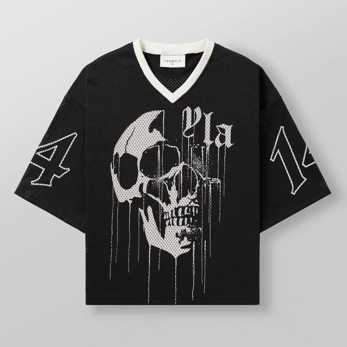 YOUNGLA アメリカのファッションブランドオーバーサイズ Tシャツメンズスポーツフィットネス速乾性通気性大型メッシュプリント Tシャツ
