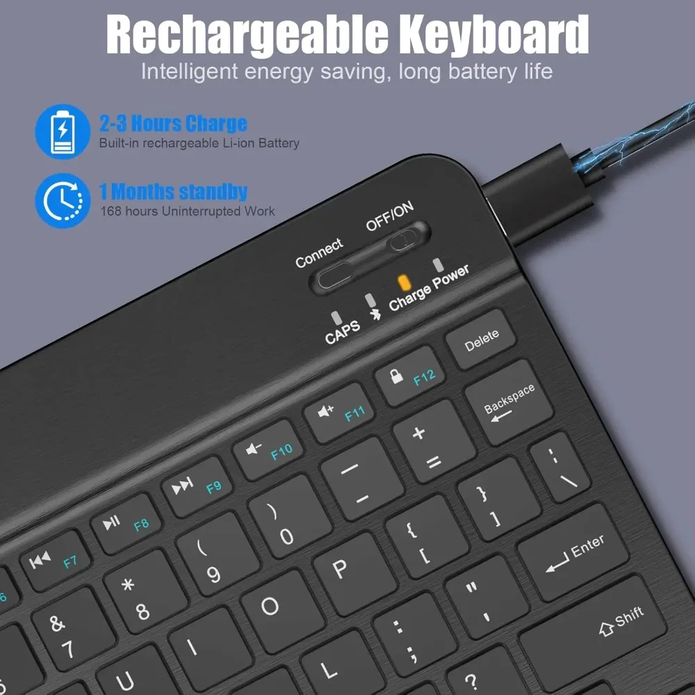 아이패드 10세대, 아이패드 프로 13, 12, 11, 10, 9, 8, 7인치, 아이패드 에어 13, 11세대, 아이패드 미니, 삼성, 샤오미 태블릿용 블루투스 키보드