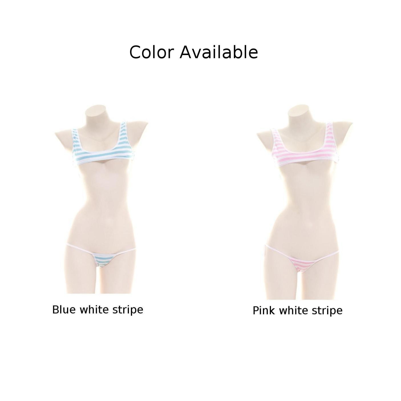 Biquíni listrado azul e branco, roupa íntima para férias diárias, elasticidade moderada, tecido de poliéster, comprimento regular