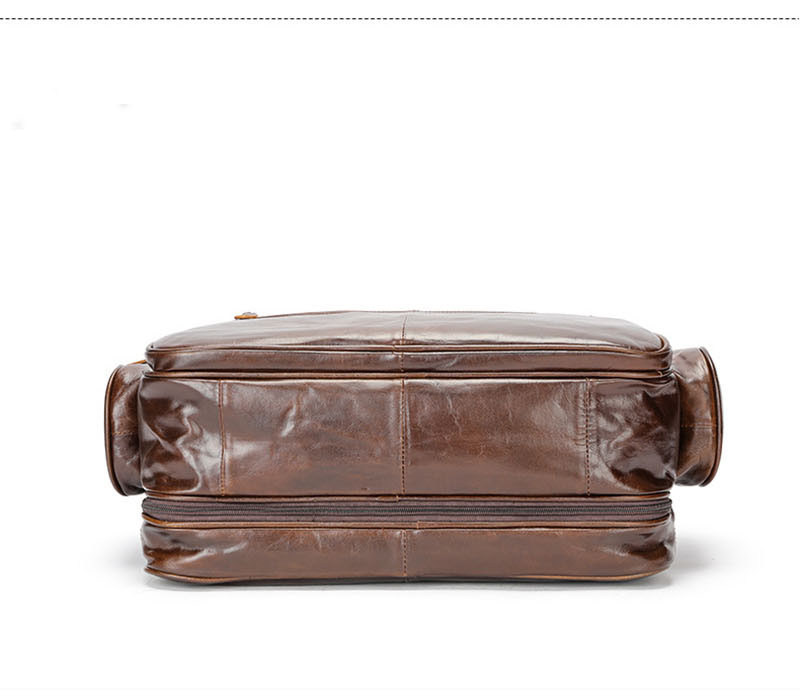 Multifunctionele Echt Lederen Heren Aktetas 15.6 "Laptop Man Zakelijke Handtas Tas Vintage Mannelijke Grote Schoudertas Reizen Duffel