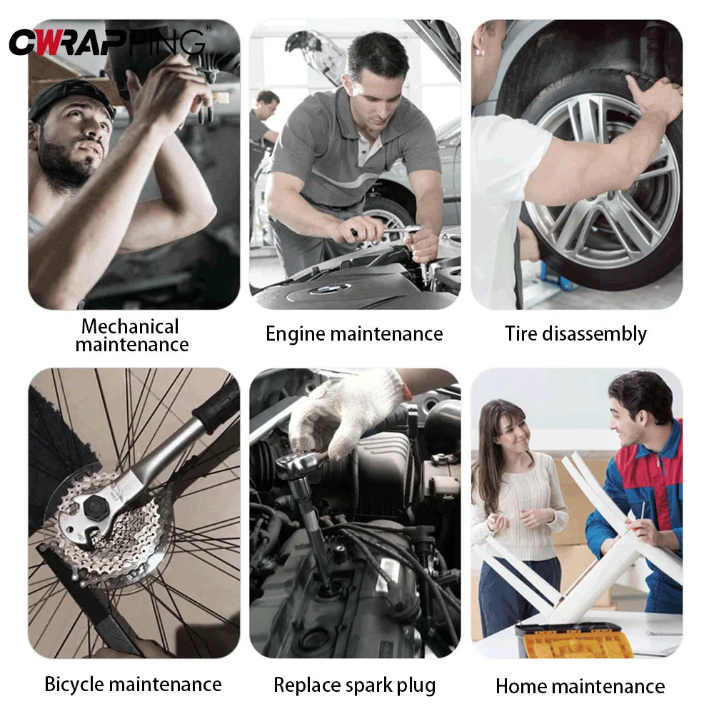 1/4" Ratchet Socket Wrench Wrench Socket Set Motorcycle Bicycle Boat Car Repair Tools Multi-function Motorcycle Tools Kit 12Pcs