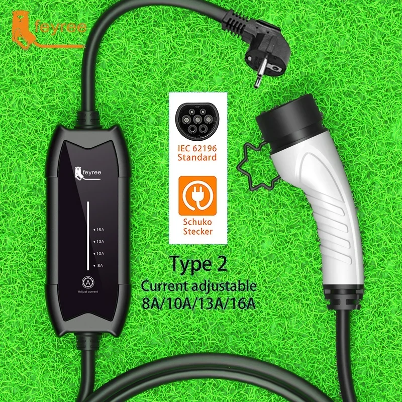 Foyree EV Cargador portátil Type2 / GB/T Conector 16A 1 fase 3.5KW Type1 5m Estación de carga Wallbox para vehículo eléctrico