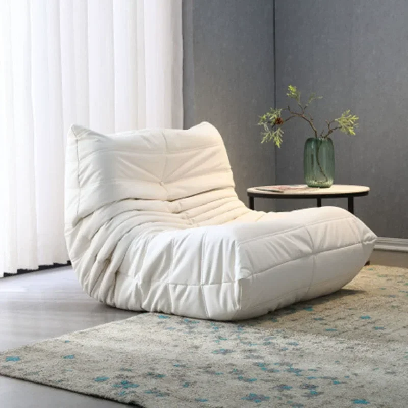Sofá individual informal con rasguño de gato, sofá nórdico de cuero Togo Lazy Caterpillar, dormitorio, sala de estar, balcón, sofá de gamuza