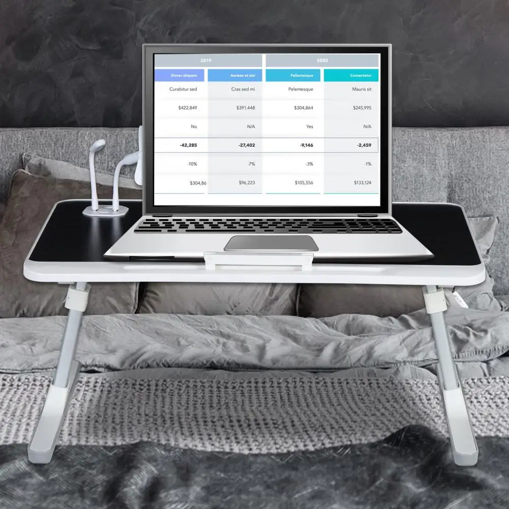 Laptop Bed Tray Table, Height Angle Adjustable Laptop Bed Stand, Portable Lap Desk with Foldable Legs, Foldable Lap Tablet Table