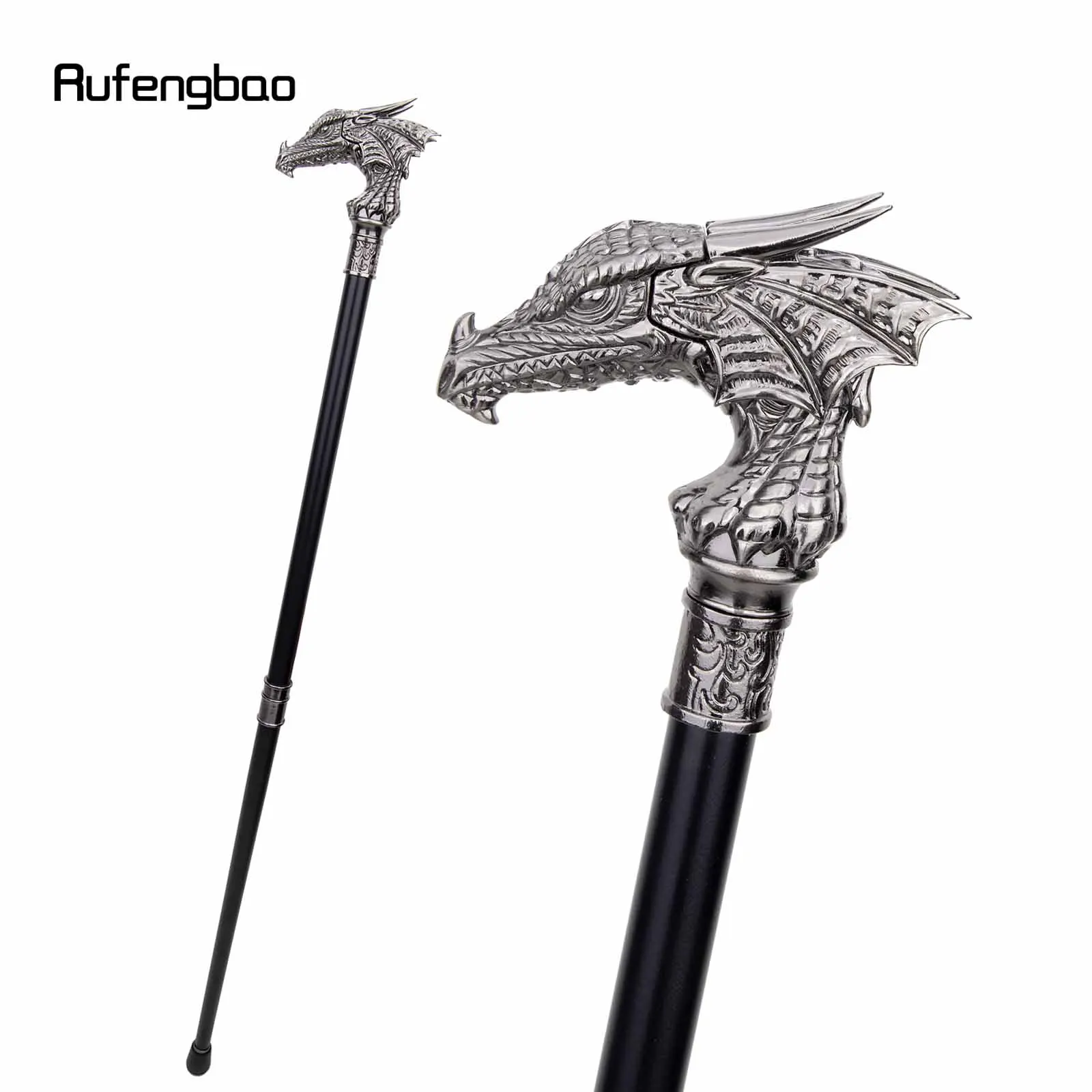Bengala de cabeça de dragão com placa escondida, autodefesa, moda, bastão, cosplay, bastão de crosier, 93cm