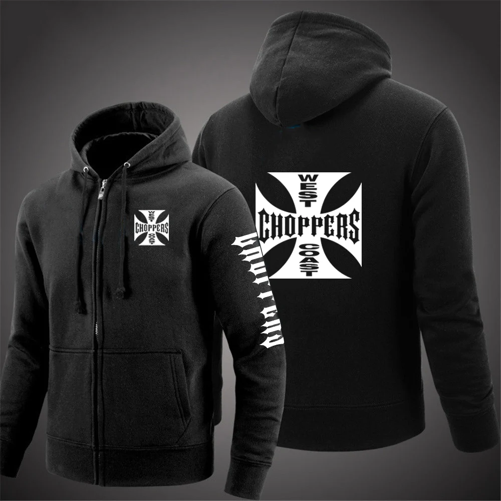 West Coast Choppers 2024 New Spring Autumn Mens Solid Color Zipper Pullover Sweater Warm Long-sleeved Comfortable Versatile Caot