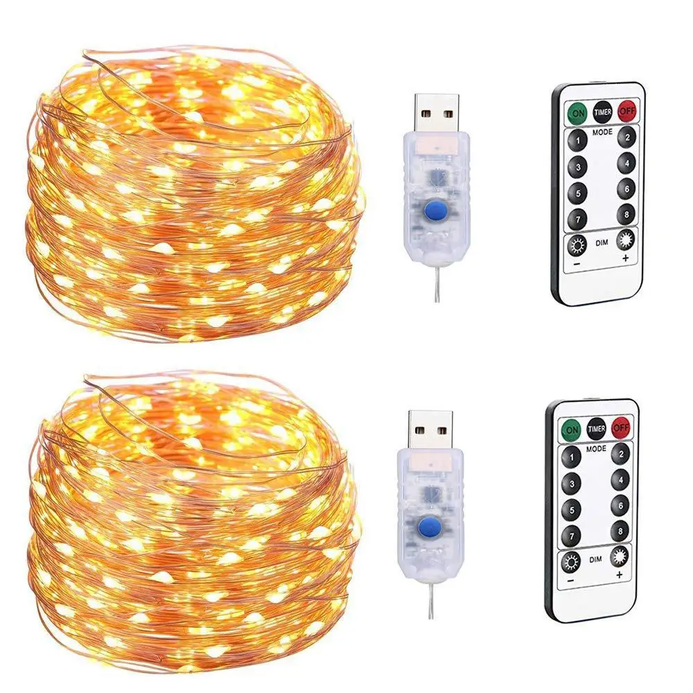 Guirnalda de luces Led navideñas, guirnalda remota USB, lámpara LED de alambre de cobre para decoración para fiesta de boda, 5M, 10M, 20M, 30M
