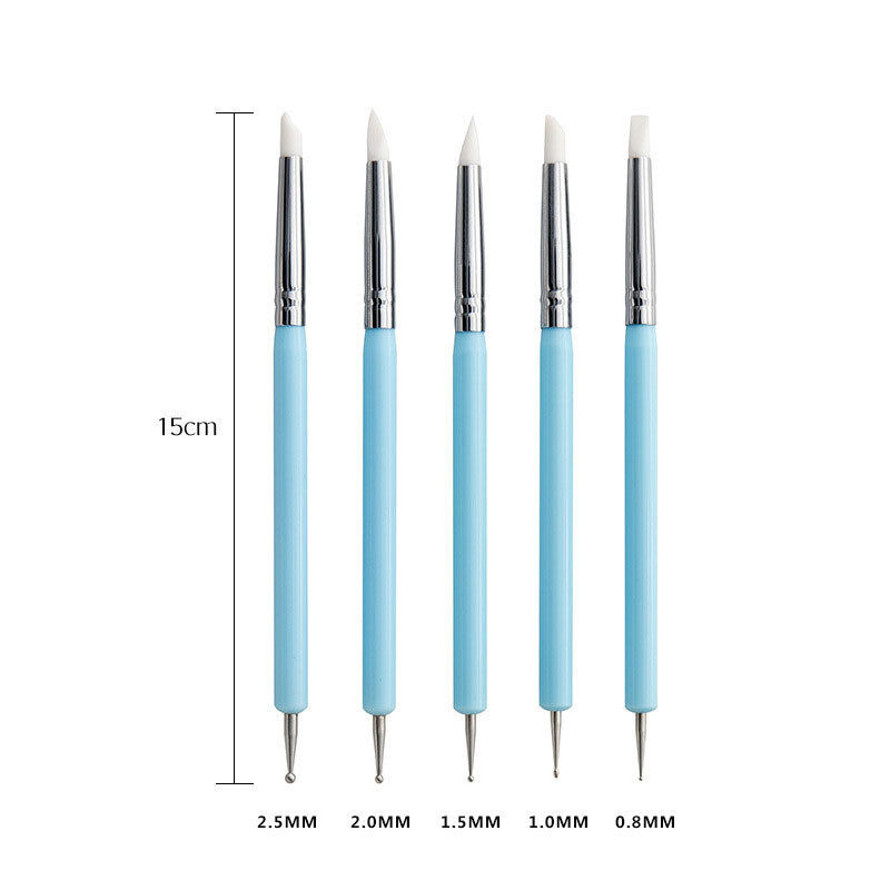 5/10PCS Strumento per scolpire l'argilla siliconica per la modellazione dei pennelli Punteggiatura Nail Art Strumenti per argilla ceramica Strumenti per scolpire l'intaglio fai da te