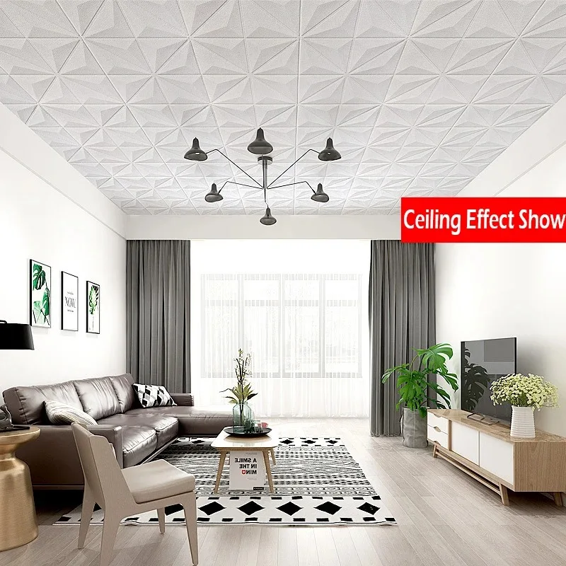 35*35 ซม.เพดานห้องนอน 3D สติ๊กเกอร์ติดผนังวอลล์เปเปอร์ตกแต่งห้อง Anti-collision พื้นหลังกันน้ํา Peel และ Stick ตกแต่ง ﻿
