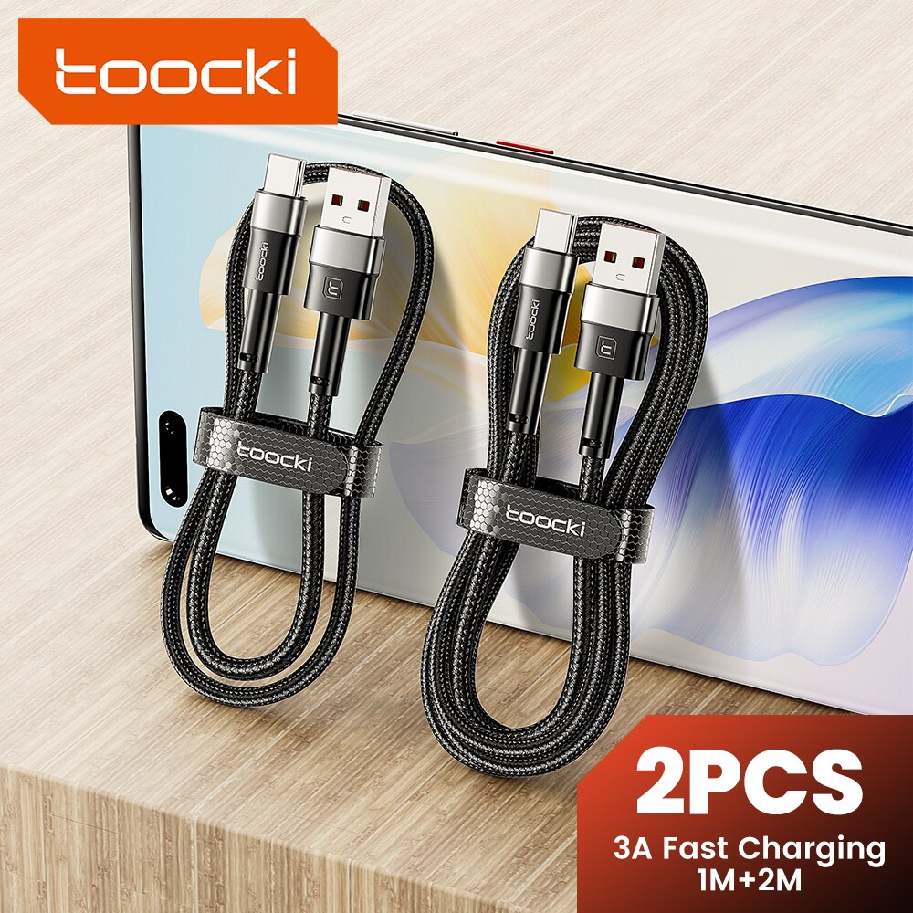 Toocki 2 uds 3A Cable USB tipo C para Realme Xiaomi Samsung Cable de carga rápida cargador USB C Cable de datos para iPad Samsung Poco 1m 2m