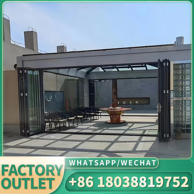 Modern Aluminium Frames Double Glazed Folder fold-able Door Interior Folding Glass Door Oscaracsoing Door