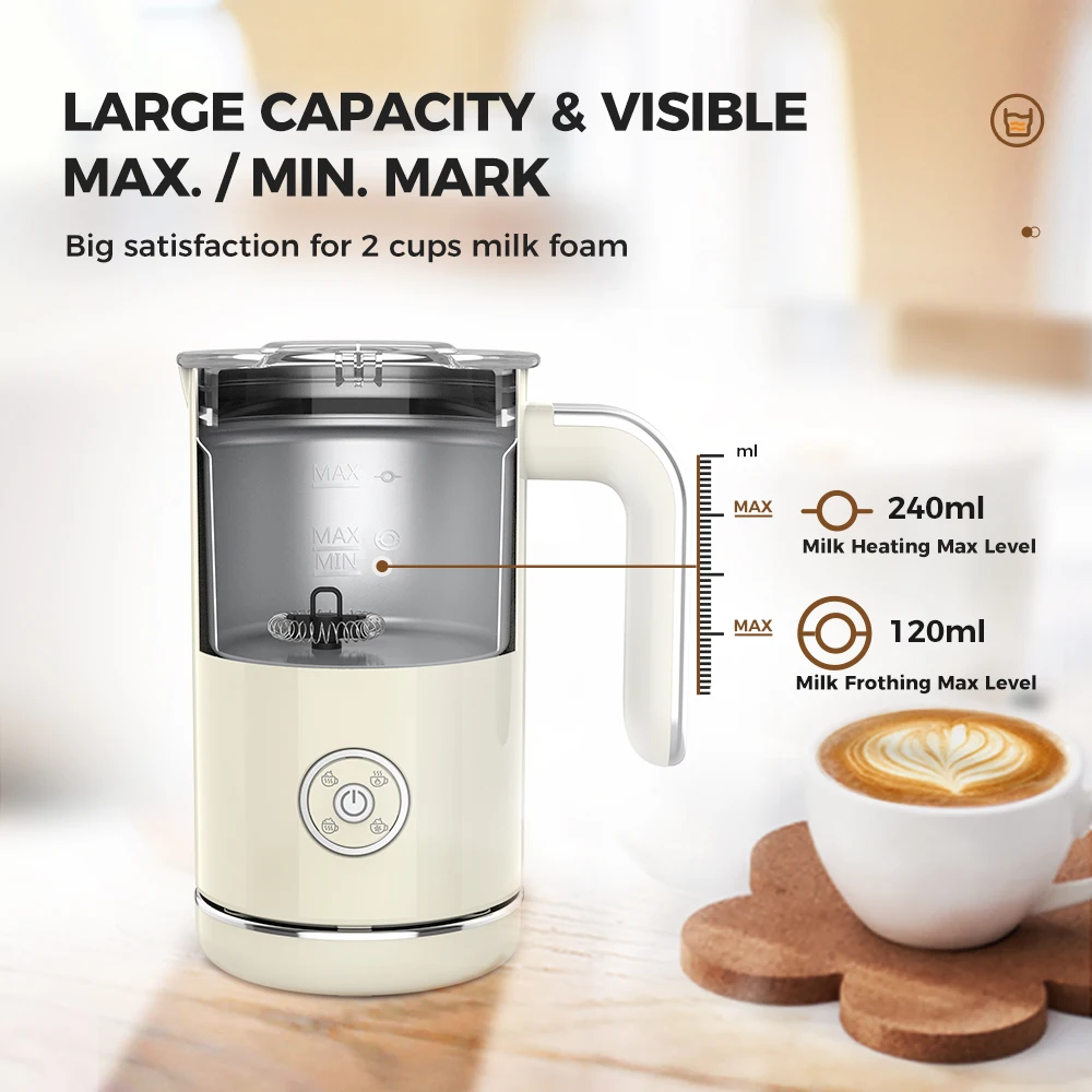 Cafelffe-Mousseur à lait électrique, 4 en 1, pour chocolat, latte froid/chaud, cappuccino, chauffe-lait automatique