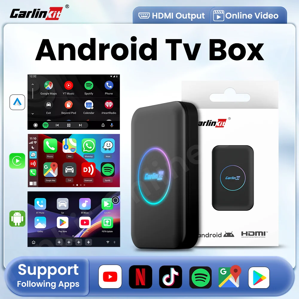 CarlinKit Android TV Box Lite CarPlay Android auto Беспроводной адаптер для автомобильного медиаплеер Netfilx Youtube IPTV Spotify HDMI